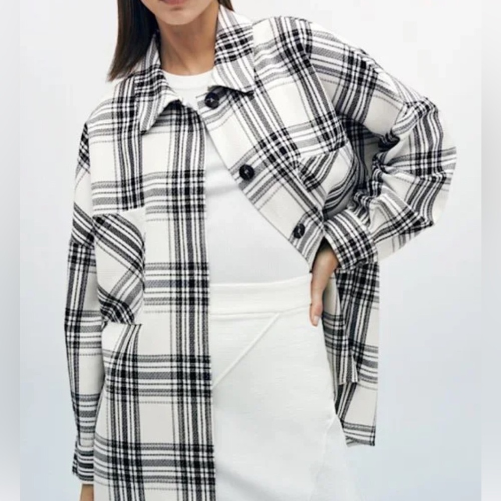 Zara plaid overshirt long sleeves black & white